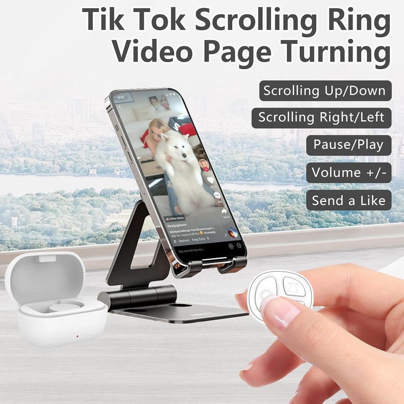 STDFORU TikTok Scrolling Ring, Bluetooth Camera Remote Control, Scrolling Ring for iPhone,TIK Tok, iPad, Android (White) - Image 2